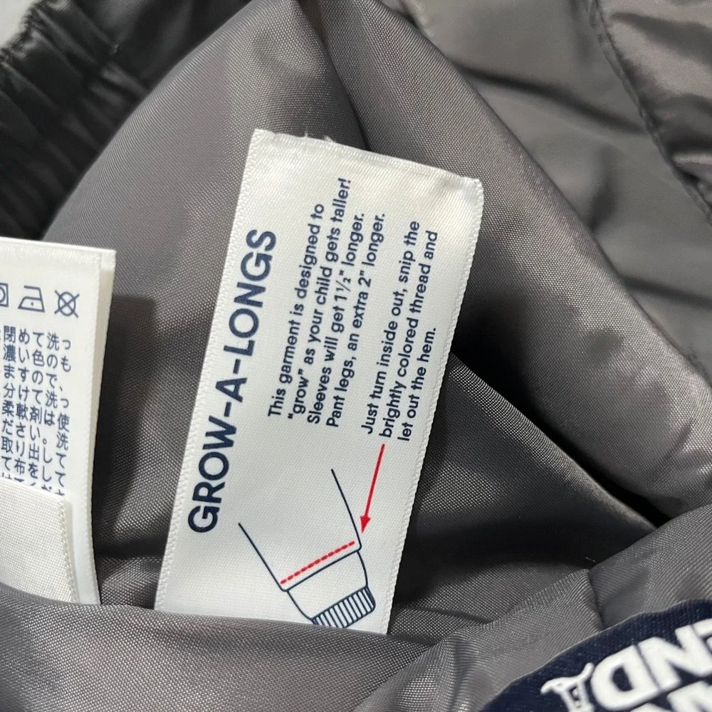Lands End Kids squall Gray Grow A Long Ski Snow Pants sz 14 Waterproof Insulated